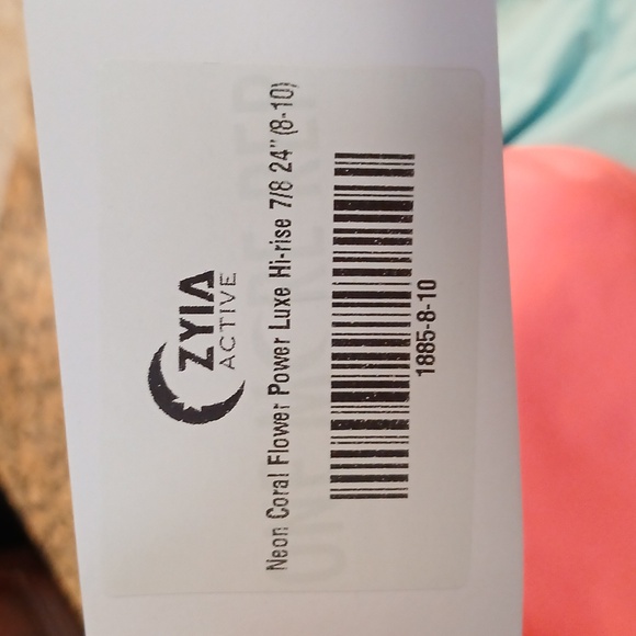 Zyia Active Neon Coral Flower Power Luxe Hi-Rise 7/8 24" - Picture 4 of 6